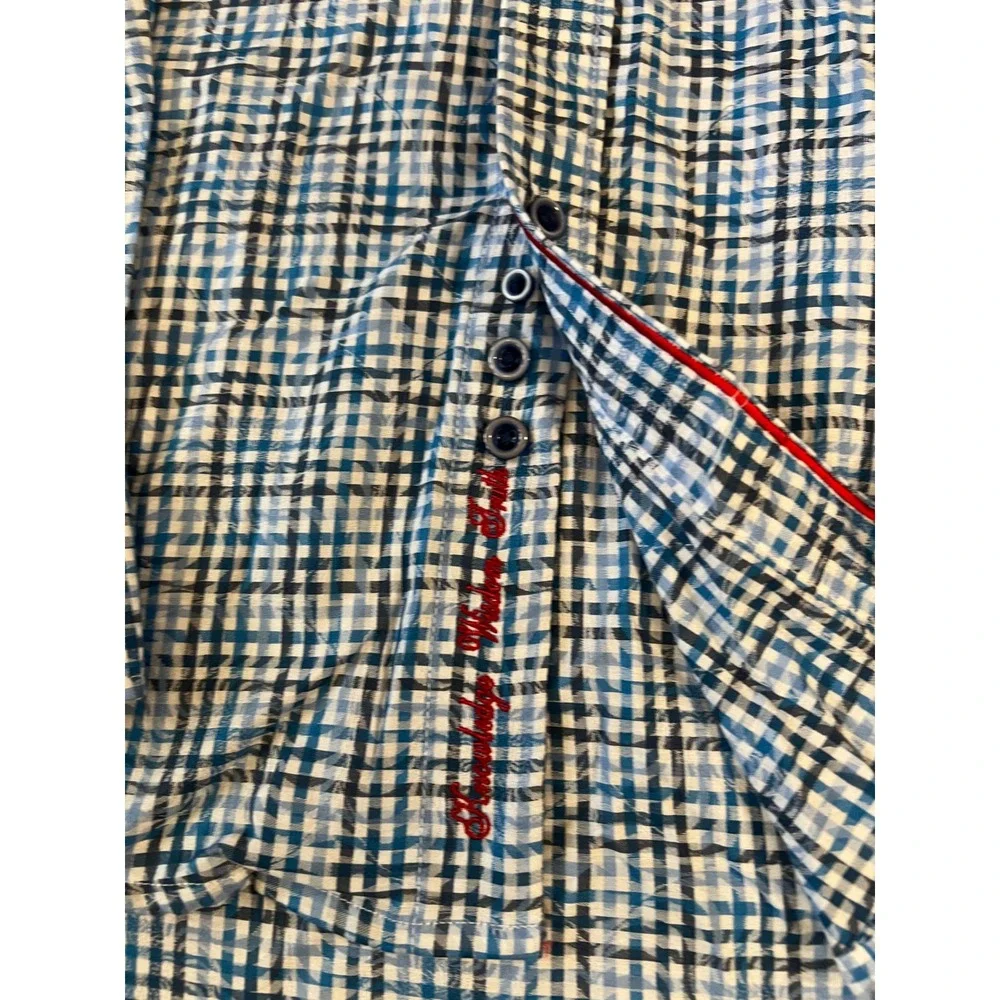 Robert Graham Mens Large Blue Plaid Paisley Jacquard Button Down Shirt L/S L - Picture 3 of 10
